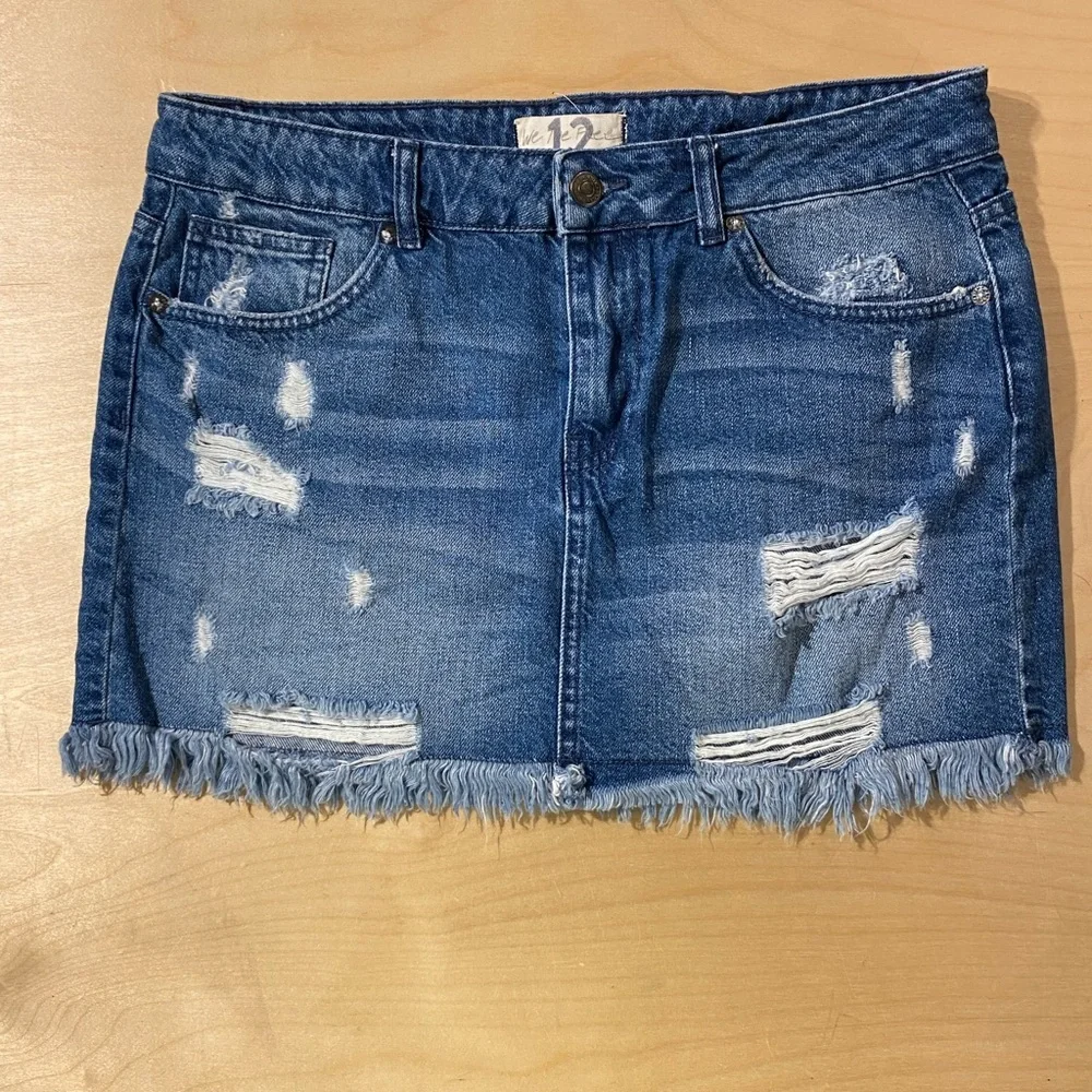 We the Free Distressed Denim Mini Skirt 12 (E)